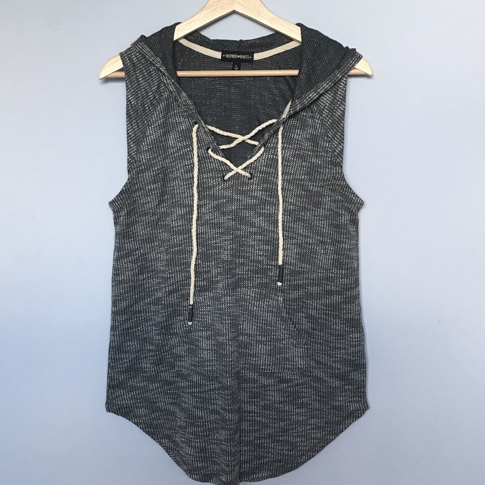 Inspired Hearts Sleeveless Lace Up Sweatshirt
